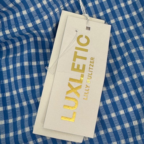 Lilly Pulitzer Luxletic Aona Skort UPF 50+ Morelle Blue Gingham Size 4 NWT - Picture 3 of 16